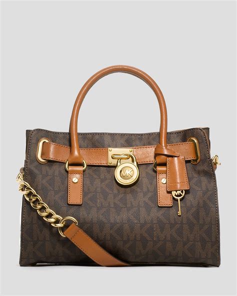 michael kors hamilton east west brown leather satchel|Michael Kors Hamilton legacy bag.